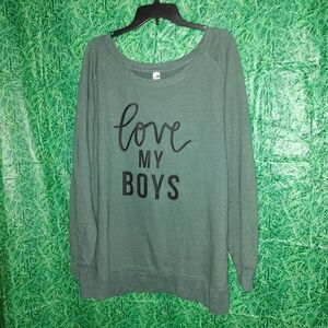 Instant Message Women's 4XW Green "Love My Boys" Graphic Pre-owned Long Sleeve